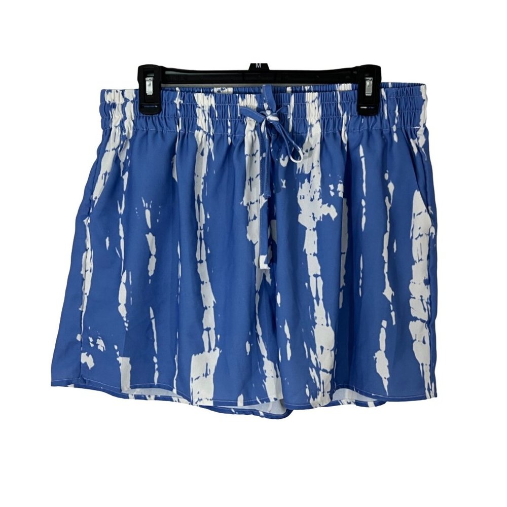 W Double JU Woman's Size 1X(XL) Sky Blue Tie-Dye Flowy Lightweight Shorts
